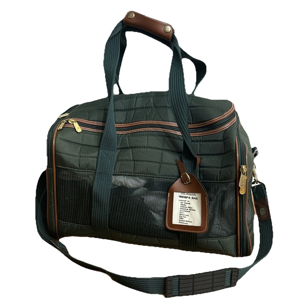 Sherpa Original Deluxe Pet Carrier Airline Approved Vent Sided Bag Green Read